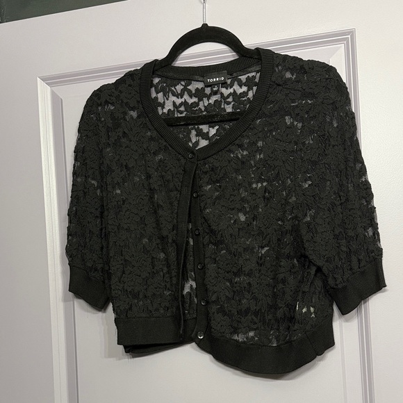 Torrid Black Lace Button-Up Cardigan - Picture 1 of 2